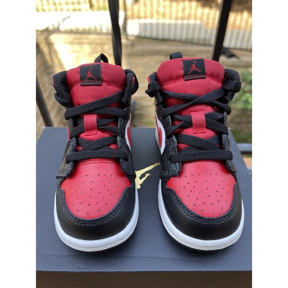 Nike Air Jordan 1 Mid (TD) ‘Black/Fire Red’ – Size 7C – 640735-079 - Picture 5 of 8